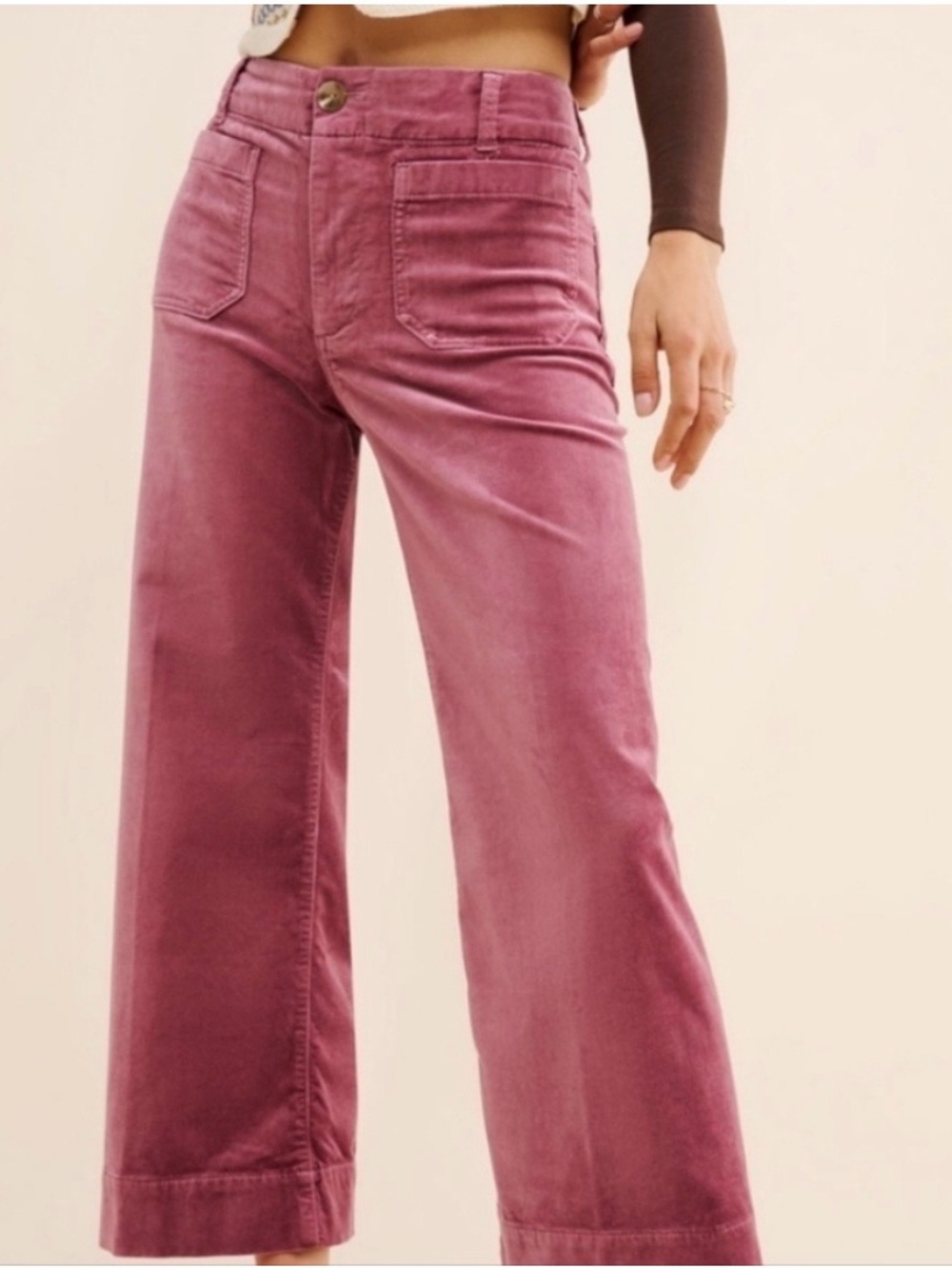 Anthropologie Maeve Cropped Wide-Leg Pants |Pink | Size 31
